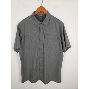 Outdoor Research Mens XL Grey Short Sleeve Button Up Shirt Wayward Tech